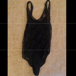 Sheer Black Lace Body Suit from American Apparel